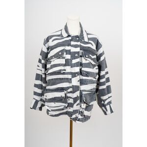 IRO Oversize Grey White Denim Jacket Size 36